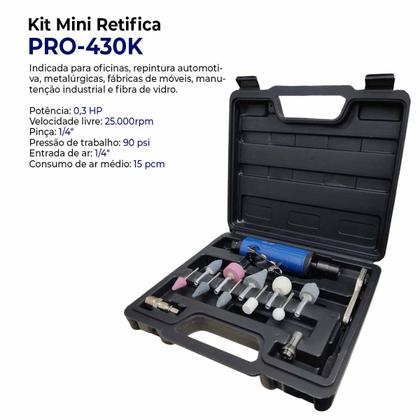 Imagem de Kit Micro Retifica 1/4 com Pontas Montadas PRO-430K PDR