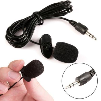 Imagem de Kit Microfone de Lapela + Cabo Extensor 3 metros Adaptador P2 P3 Pc Celular