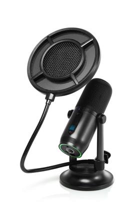 Imagem de Kit Microfone gamer,Thronmax,LED's,USB-C,4 padrões polares,96 KHz,pop filter