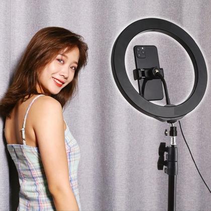 Imagem de Kit Microfone Sem Fio Usb-C Ring Light Luz Suporte Tripé Gravação Filmagem no Celular