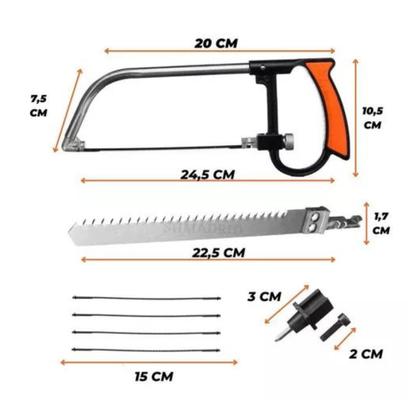 Imagem de Kit Mini Arco De Serra Serrote 8 Peças Em 1 Ajustável Multifuncional