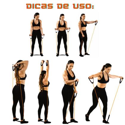 Imagem de Kit Mini Band Faixa Elástica Médio + Elástico Extensor Médio Vollo