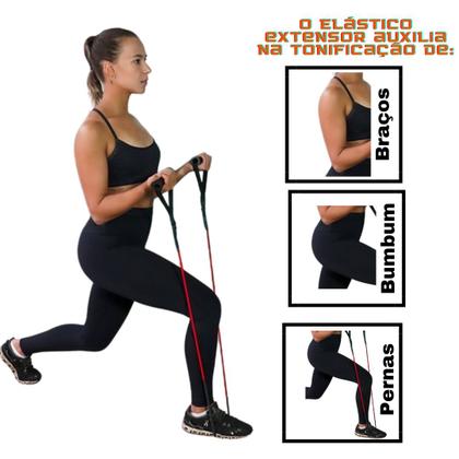 Imagem de Kit Mini Band Faixa Elástica Médio + Elástico Extensor Médio Vollo