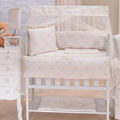 Imagem de Kit Mini Berço 100% Algodão Menina Menino Com Saia Neutro