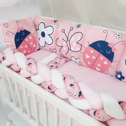 Imagem de Kit Mini Berço 12 peças  Saia de Berço Menina Joaninha