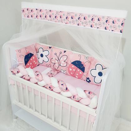 Imagem de Kit Mini Berço 12 peças  Saia de Berço Menina Joaninha