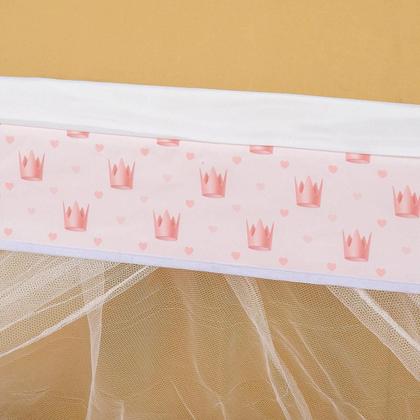 Imagem de Kit Mini Berço com 12 peças  Saia de Berço Bebê Menina Realeza Rosa