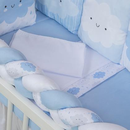 Imagem de Kit Mini Berço com 12 peças  Saia de Berço Bebê Menino Nuvem Azul