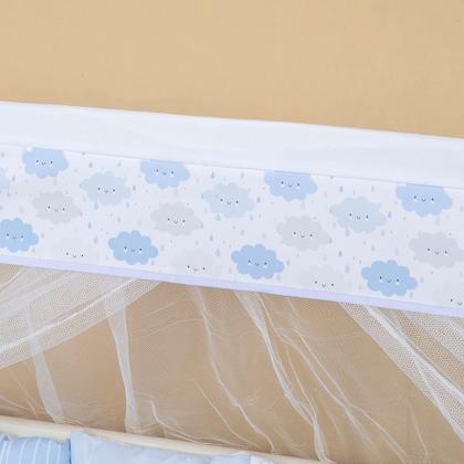 Imagem de Kit Mini Berço com 12 peças  Saia de Berço Bebê Menino Nuvem Azul
