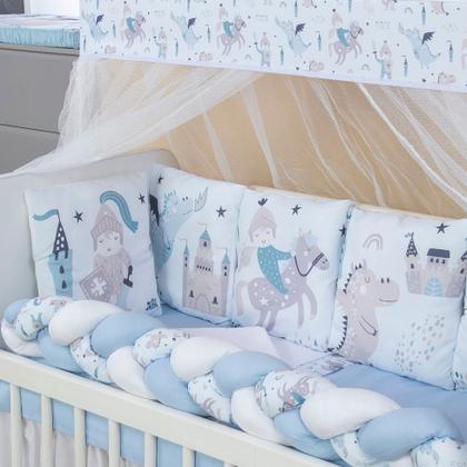 Imagem de Kit Mini Berço com 12 peças  Saia de Berço Bebê Menino Principe