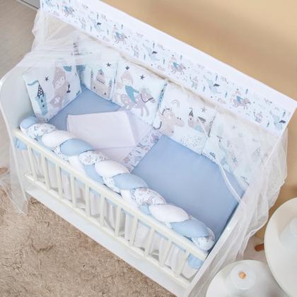 Imagem de Kit Mini Berço com 12 peças  Saia de Berço Bebê Menino Principe