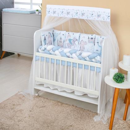 Imagem de Kit Mini Berço com 12 peças  Saia de Berço Bebê Menino Principe