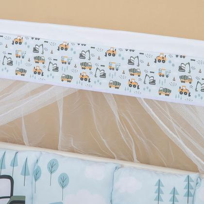 Imagem de Kit Mini Berço com 12 peças  Saia de Berço Bebê Menino Transportes