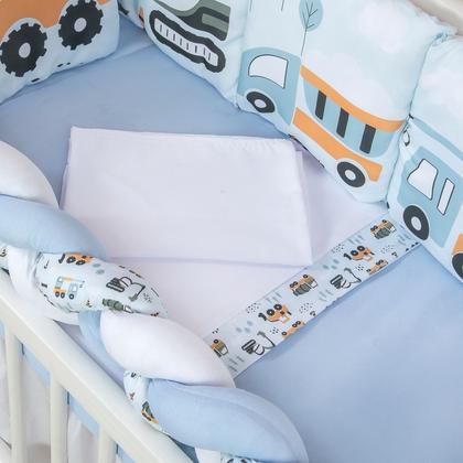 Imagem de Kit Mini Berço com 12 peças  Saia de Berço Bebê Menino Transportes