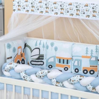 Imagem de Kit Mini Berço com 12 peças  Saia de Berço Bebê Menino Transportes