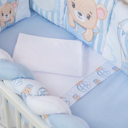 Imagem de Kit Mini Berço com 12 peças  Saia de Berço Bebê Menino Urso Baloeiro