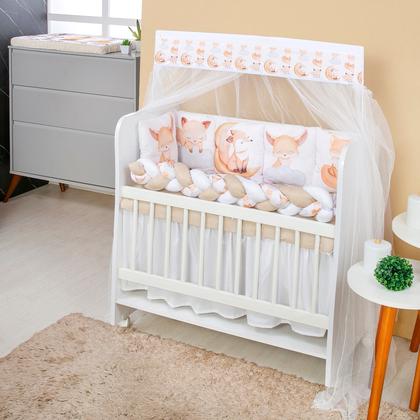 Imagem de Kit Mini Berço com 12 peças  Saia de Berço Bebê Raposinha