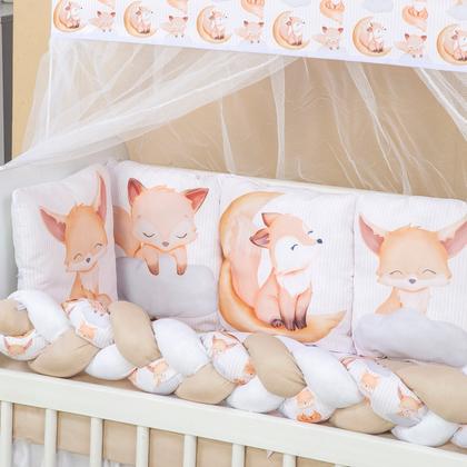 Imagem de Kit Mini Berço com 12 peças  Saia de Berço Bebê Raposinha