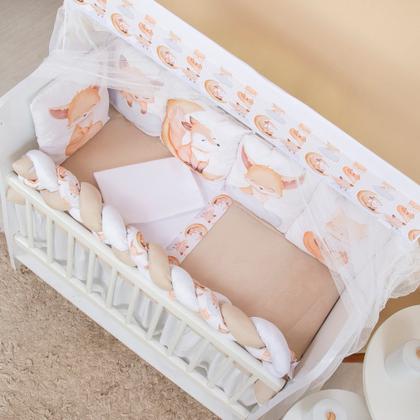 Imagem de Kit Mini Berço com 12 peças  Saia de Berço Bebê Raposinha