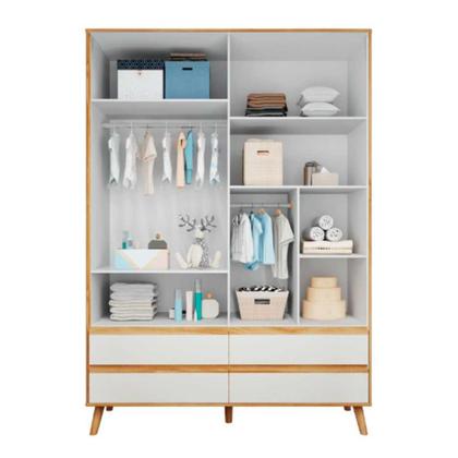 Imagem de Kit Mini Berço Com Guarda Roupa Quarto De Bebê MDF Peroba