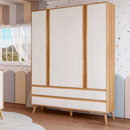 Imagem de Kit Mini Berço Com Guarda Roupa Quarto De Bebê MDF Peroba
