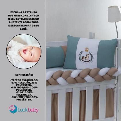 Imagem de Kit Mini Berço Protetor Trança Sublimado 06 Peças Classic Menina Menino