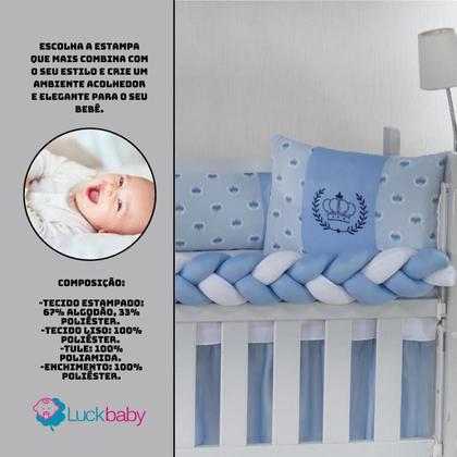Imagem de Kit Mini Berço Protetor Trança Sublimado 06 Peças Classic Menina Menino