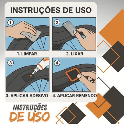 Imagem de Kit Mini Bomba de Ar Manual + Reparo de Pneu e Câmara de Ar para Bicicleta com Cola e Remendos