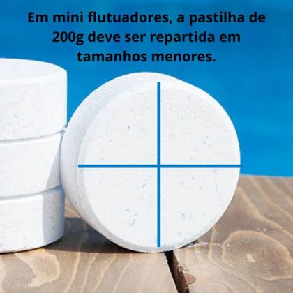 Imagem de Kit Mini Clorador Flutuante + Pastilha de Cloro 3 em 1 200 G Hidroall para Piscinas