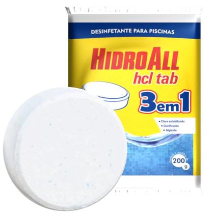 Imagem de Kit Mini Clorador Flutuante + Pastilha de Cloro 3 em 1 200 G Hidroall para Piscinas