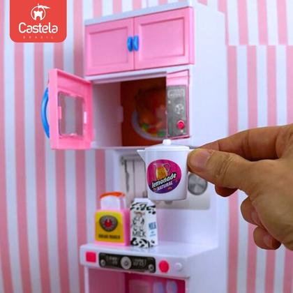 Imagem de Kit Mini Cozinha Armario Microondas Lava Louças Infantil Luzes Som Castela