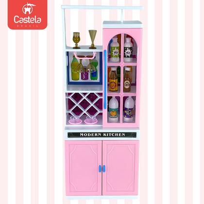 Imagem de Kit Mini Cozinha Armario Microondas Lava Louças Infantil Luzes Som Castela