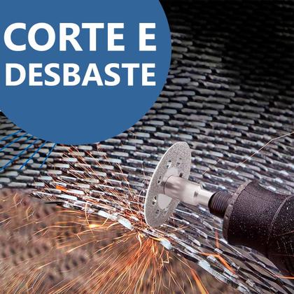 Imagem de Kit Mini Disco Corte Diamantado Micro Retifica Premium Corta Piso Vidro Porcelanato Madeira Ferro Alta Qualidade