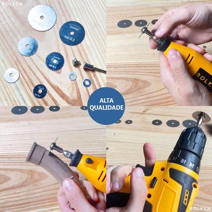 Imagem de Kit Mini Disco de Corte Serra Circular Rolken Micro Retifica Furadeira Parafusadeira Profissional Universal Para Corte de Madeira Plástico e Alumínio