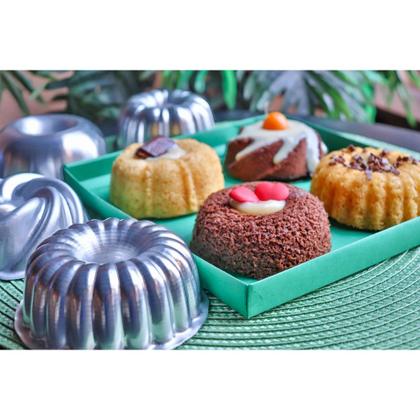 Imagem de Kit Mini formas Decoradas 4 peças 9x4cm mini bolo Caparroz