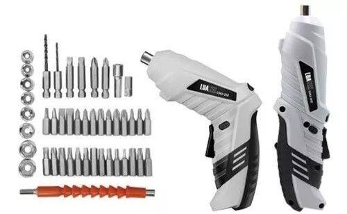 Imagem de Kit Mini Parafusadeira C/ Luz de Led C/ Bateria Recarregável Acessórios 47 Pçs Luatek LWJ-212