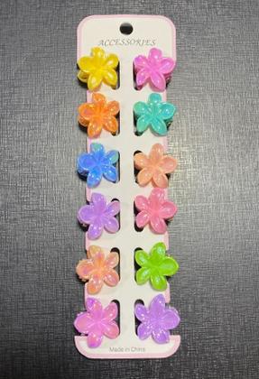 Imagem de Kit Mini Presilhas Flor 12 Unidades Coloridas Penteados Florzinhas