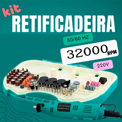 Imagem de Kit Mini Retifica Completa 128 Acessórios Retificadeira Com Maleta Cor Azul 220v