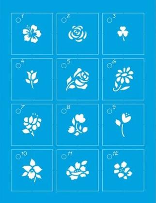 Imagem de Kit Mini Stencil Flores Com 14 Peças 4,5cm STMI-004 Litoarte 