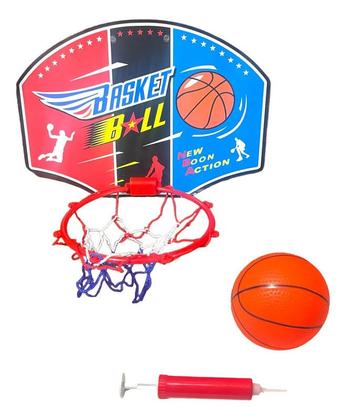 Imagem de Kit Mini Tabela Basquete Cesta Bola E Bomba Nba Parede Brinquedo Infantil