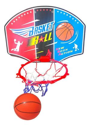 Imagem de Kit Mini Tabela Basquete Cesta Bola E Bomba Nba Parede Brinquedo Infantil