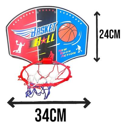 Imagem de Kit Mini Tabela Basquete Cesta Bola E Bomba Nba Parede Brinquedo Infantil