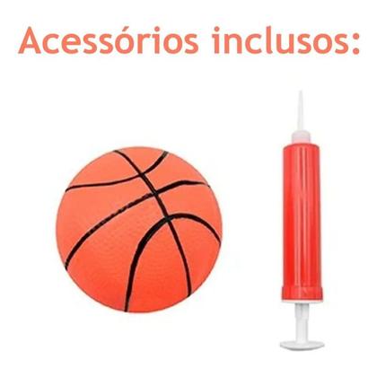 Imagem de Kit Mini Tabela Basquete Cesta Bola E Bomba Nba Parede Brinquedo Infantil
