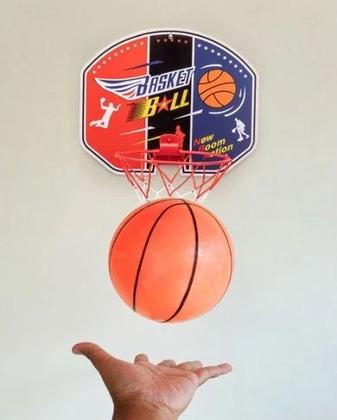 Imagem de Kit mini tabela basquete cesta com bola nba para parede brin