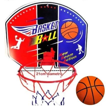 Imagem de Kit mini tabela basquete cesta com bola nba para parede brin