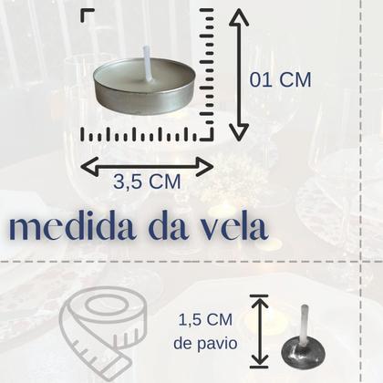 Imagem de Kit mini velas em rechaud para fondue flutuante decorativa branca pequena chá casamento sem cheiro