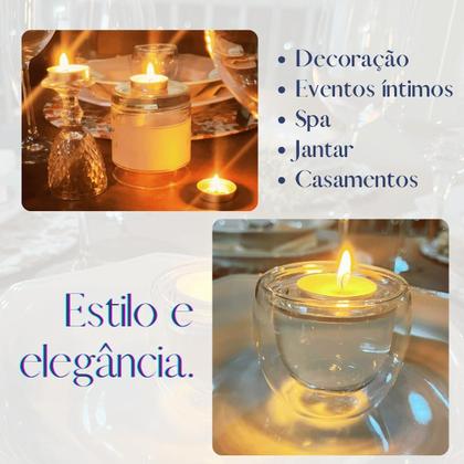 Imagem de Kit mini velas em rechaud para fondue flutuante decorativa branca pequena chá casamento sem cheiro