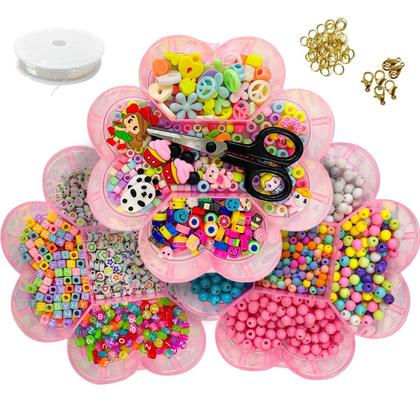 Imagem de Kit Missanga Completo Maleta 3 Andares com Perolas Coloridas Miçangas de Letra Fazer Pulseiras Tiara