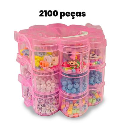 Imagem de Kit Missanga Completo Maleta 3 Andares com Perolas Coloridas Miçangas de Letra Fazer Pulseiras Tiara