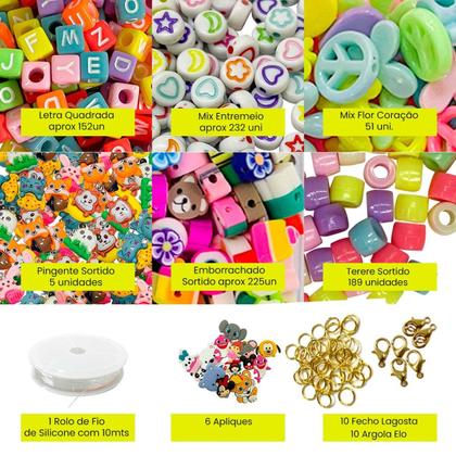 Imagem de Kit Missanga Completo Maleta 3 Andares com Perolas Coloridas Miçangas de Letra Fazer Pulseiras Tiara